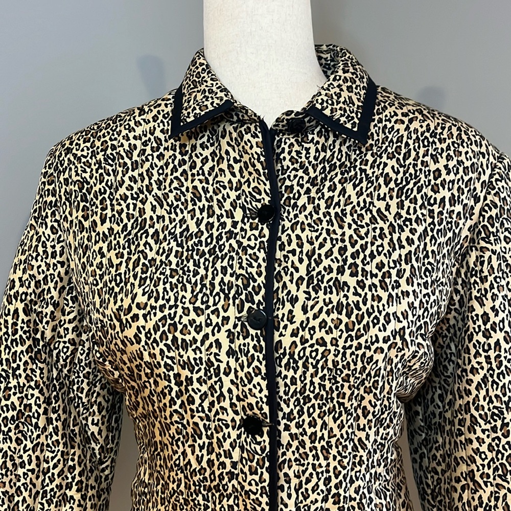SILKLAND leopard print quilted silk jacket / SZ LP - Picture 3 of 8